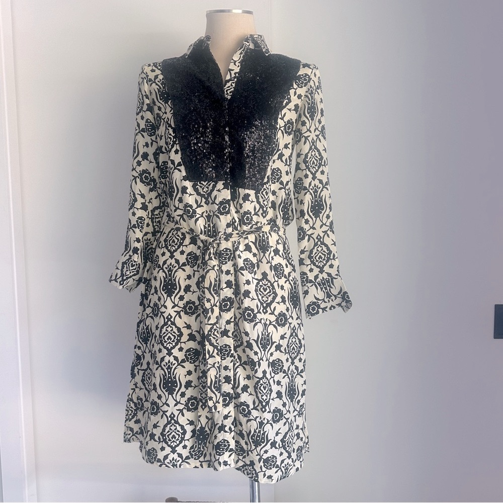 Figue Black and White Long Sleeve Dress or tunic